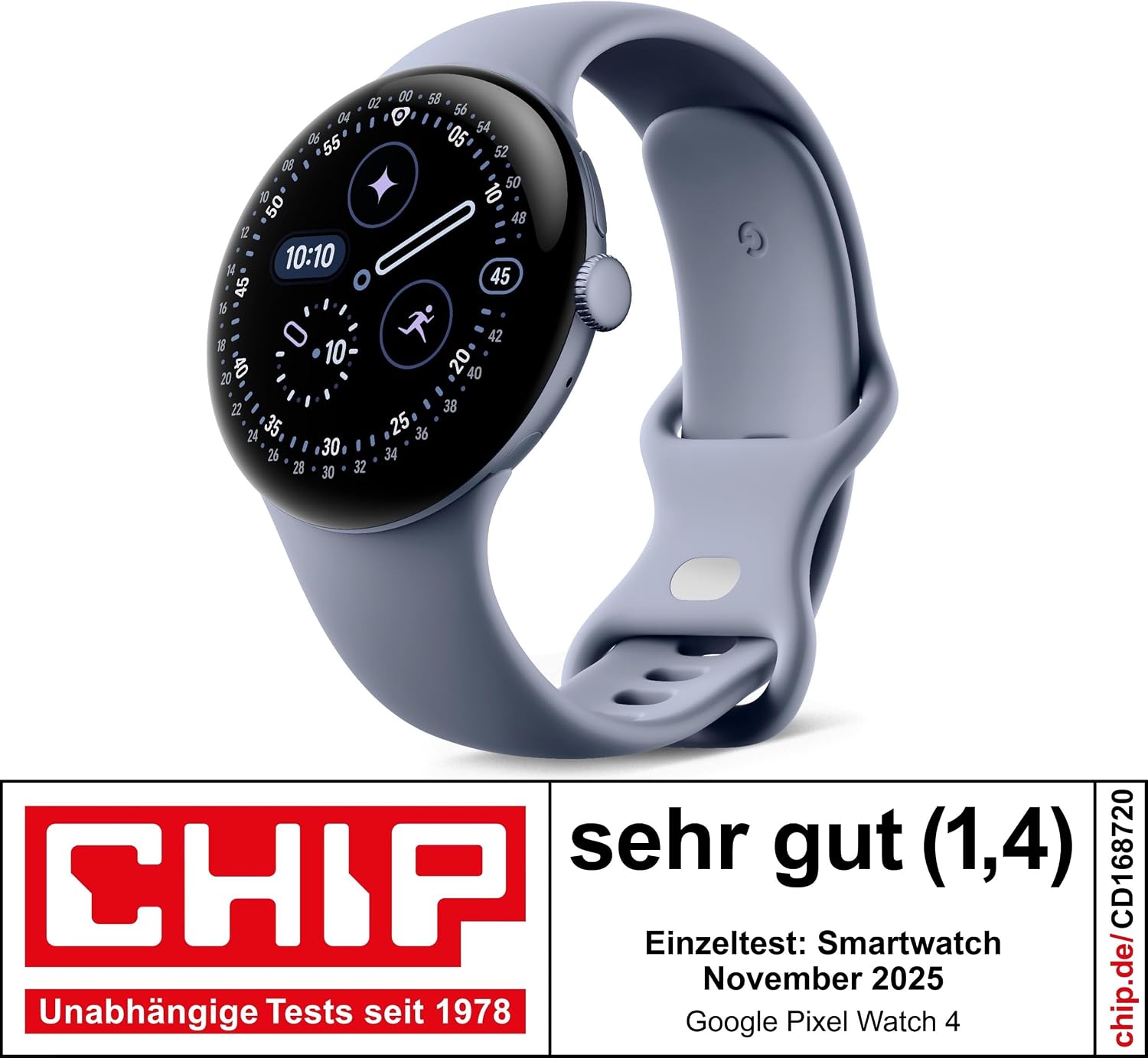 Google Pixel Watch 4 (45 mm) – Android-Smartwatch mit Gesundheits- und Fitness-Tracking und Unterstützung von Gemini – Aluminiumgehäuse in S